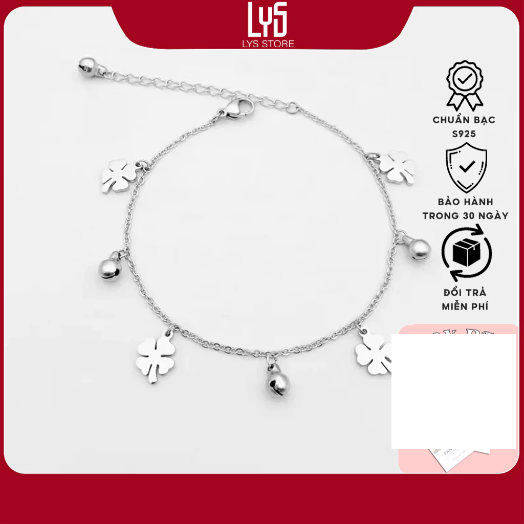 Lắc chân bạc Lys Fashion Diamond Flower Anklet Silver 9010SV - Lắc chân nữ S925 Fullbox hộp PAN đầy 