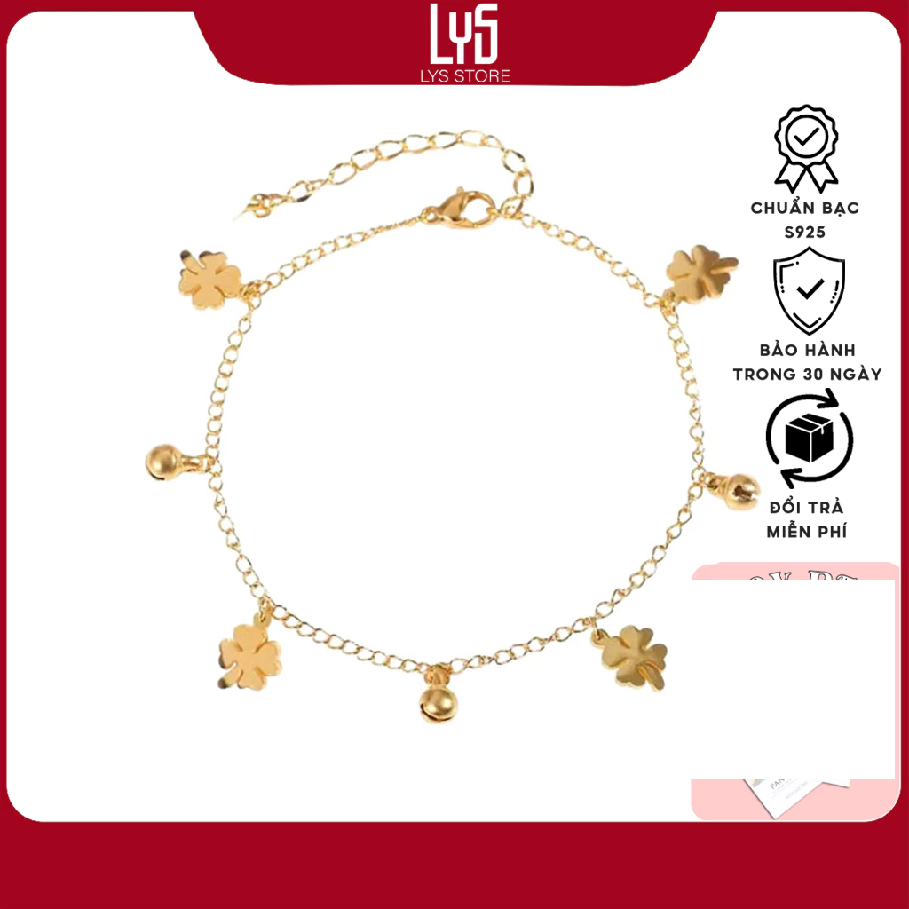 Lắc chân bạc Lys Fashion Diamond Flower Anklet Gold 9010GG - Lắc chân nữ S925 Fullbox hộp PAN đầy đủ