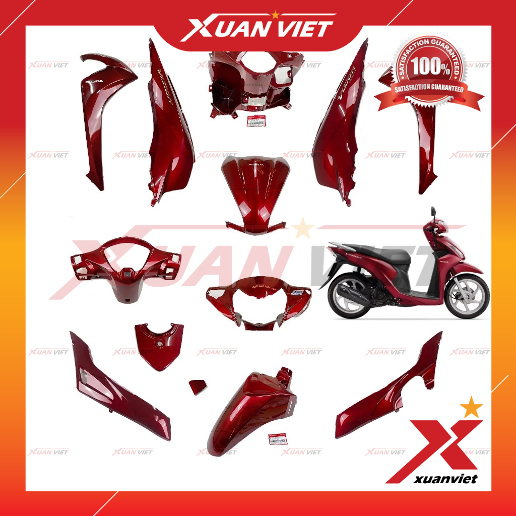 [MÓN LẺ] Dàn áo Vision K44 2017 2018 2019 2020 màu Đỏ Đô chính hãng, dàn mủ màu vision 110 đỏ mận