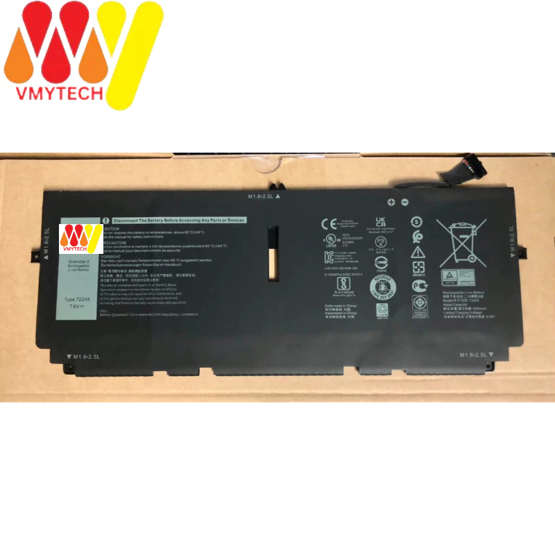 Pin laptop thay thế cho Dell 14 2020 XPS 13 9300, 9310, 9380, 722KK (52WH) NEW ZIN logo