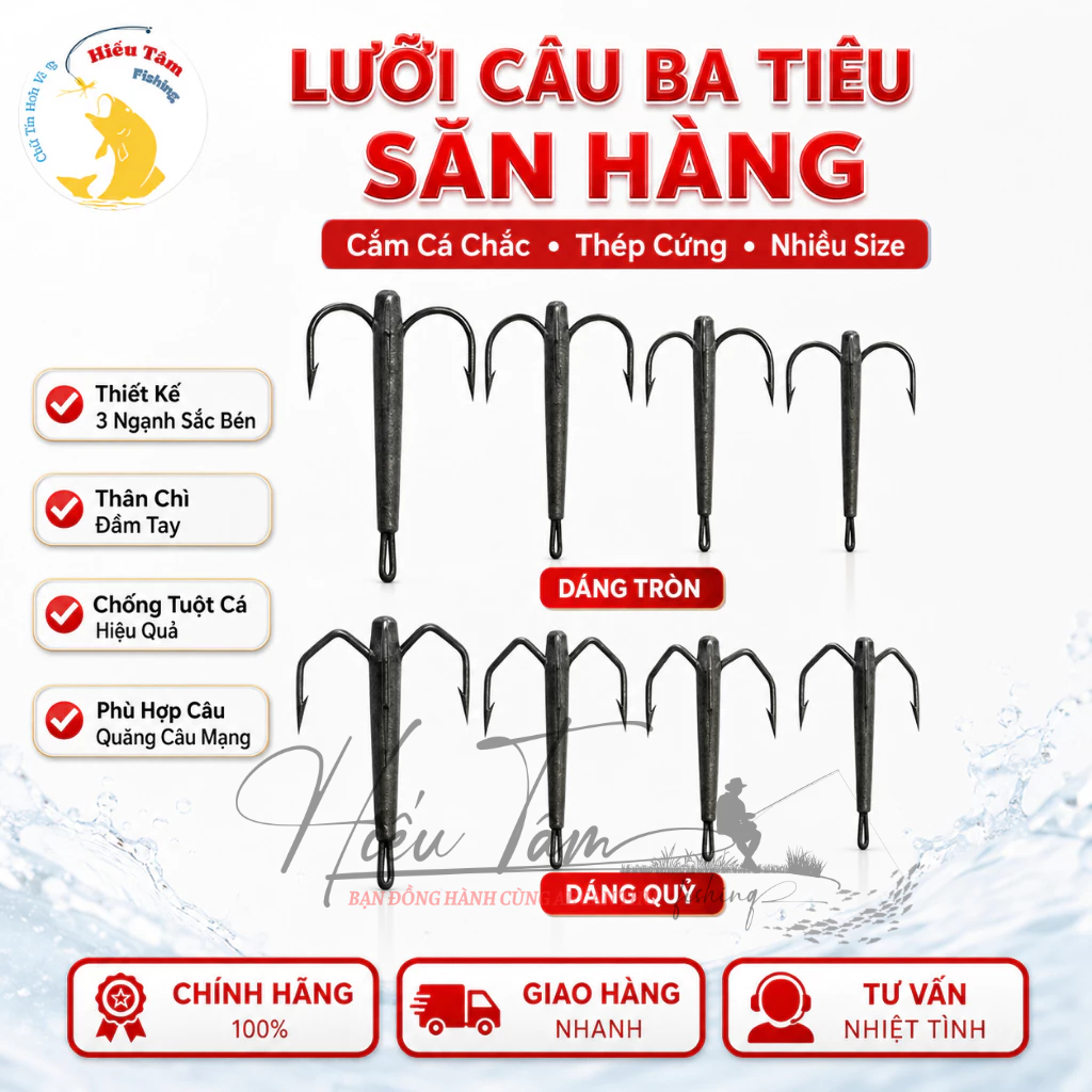 ( Combo 3c) Lưỡi Câu Cá Ba Tiêu ,Đánh Ba Tiêu Câu Quăng Câu Mạng Có Ngạnh ,Mũi Lưỡi Cứng Sắc Nhọn