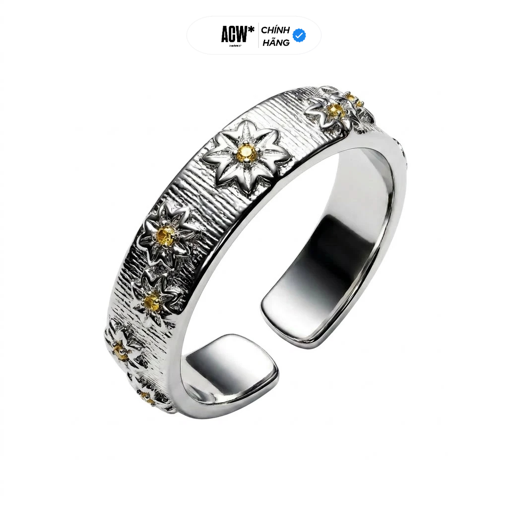 Nhẫn bạc Ý 925 Access Workshop Không Gỉ Access Workshop – "Daisy Titan Ring"