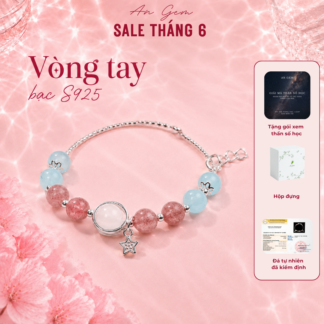 Vòng tay nữ bạc S925 mix đá kèm charm tinh tế, lắc tay nữ đá bạc freesize