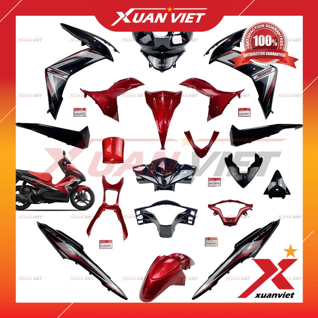 [LẺ MÓN] Dàn áo Air Blade 125 2014 màu Đỏ Đen chính hãng, AB 125 K27 2013 2015