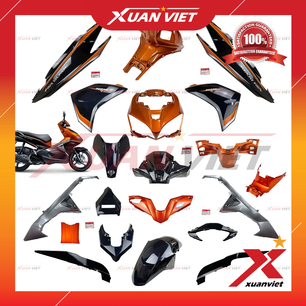 [MÓN LẺ] Dàn áo AB 125 2016 màu Cam Đen tem Thể Thao, Air Blade 125 2017 2018 2019 chính hãng