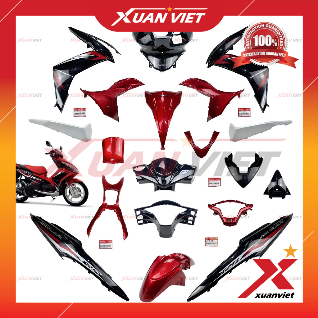 [LẺ MÓN] Dàn áo Air Blade 125 2013 màu Đỏ Đen chính hãng, AB 125 K27 2014 2015