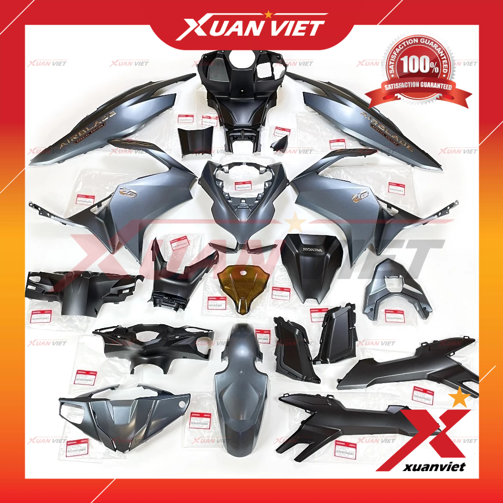 [MÓN LẺ] Dàn áo Air Blade AB 160 màu Xanh Xám Nhám đời 2022 2023 2024 chính hãng, Bộ vỏ nhựa màu ab1