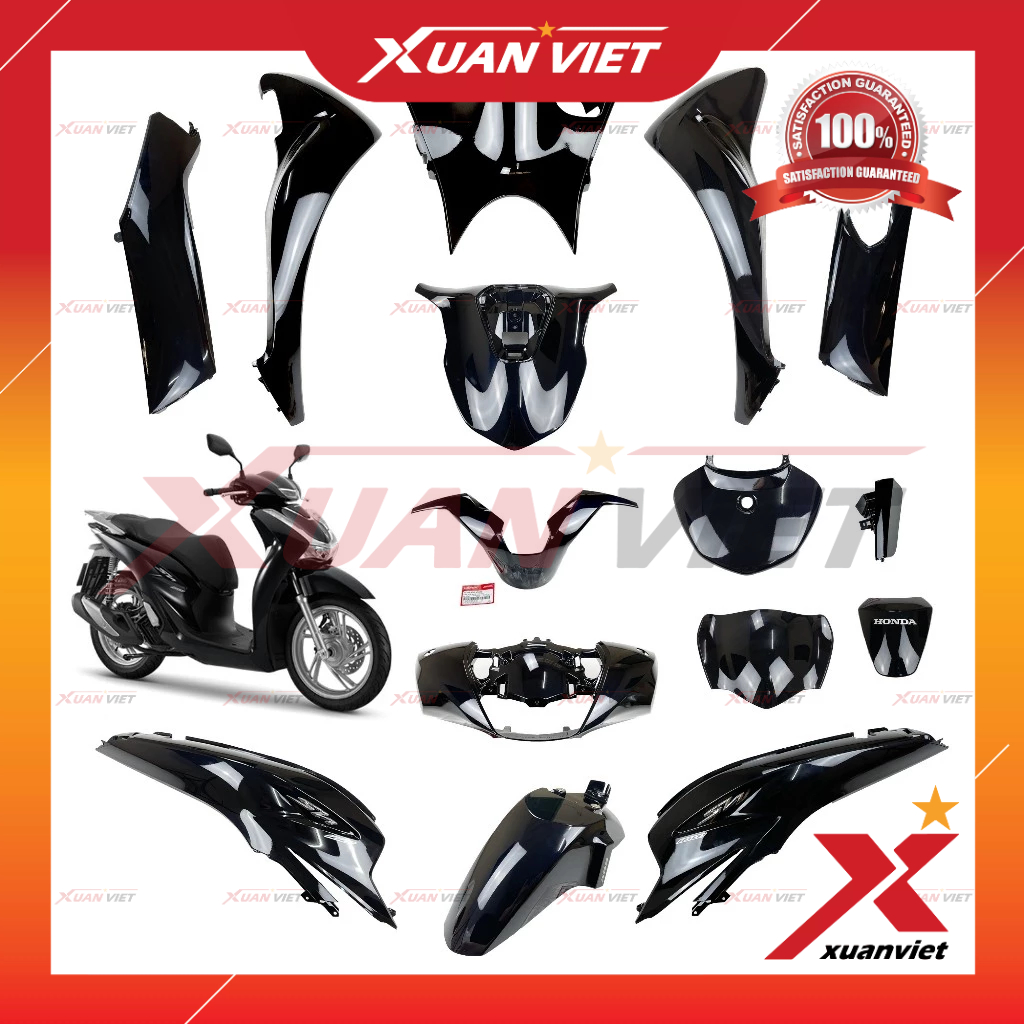 [MÓN LẺ] Dàn áo SH 160i, SH 150i, SH 125i đời 2020-2023 màu Đen Bóng, Bộ áo xe Honda SH 4 val 2021 2