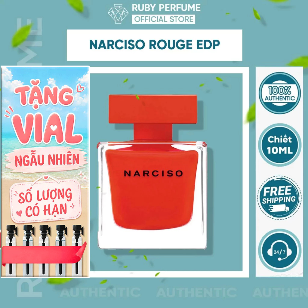 Nước hoa nữ hương phấn Narciso Rouge EDP- Nar đỏ lùn  - Rubyperfume