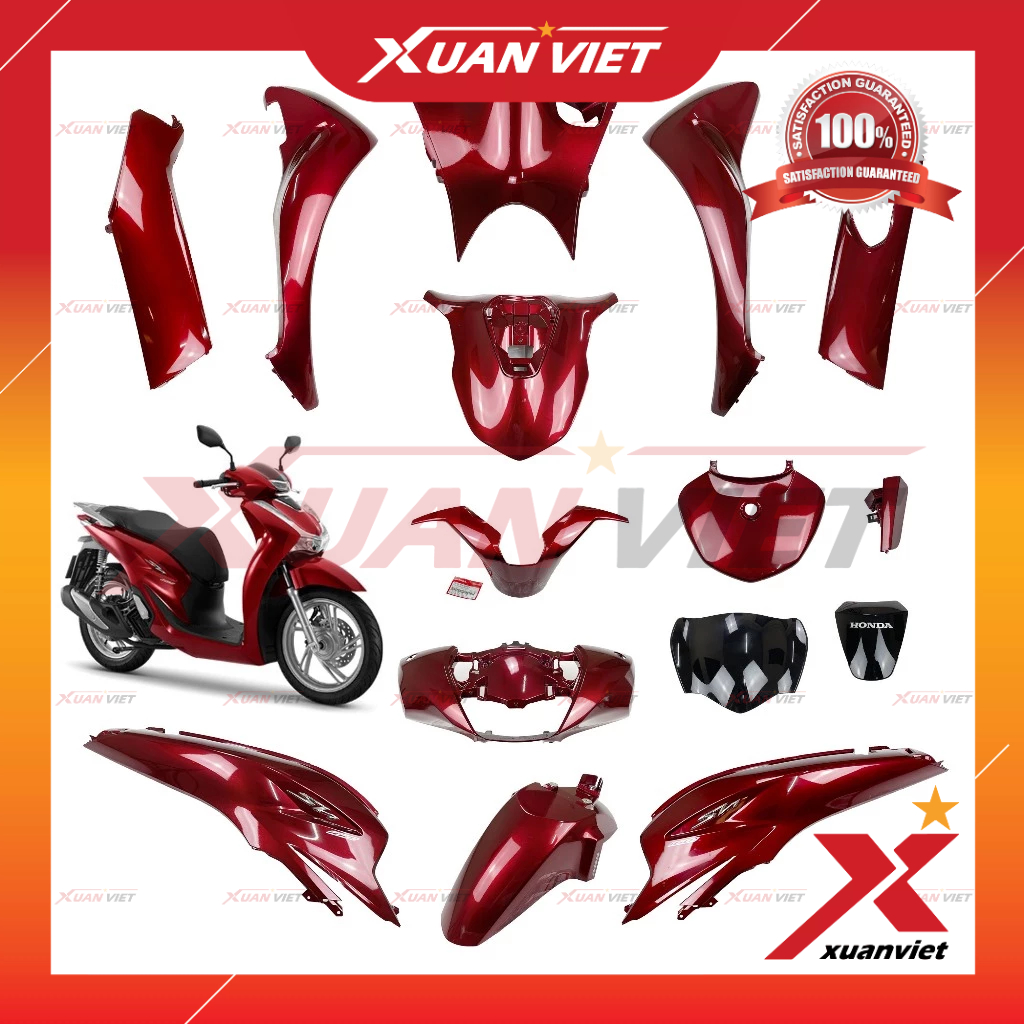 [MÓN LẺ] Dàn áo SH 160i, SH 150i, SH 125i đời 2020-2023 màu Đỏ Đô, Bộ áo xe Honda SH 4 val 2021 2022