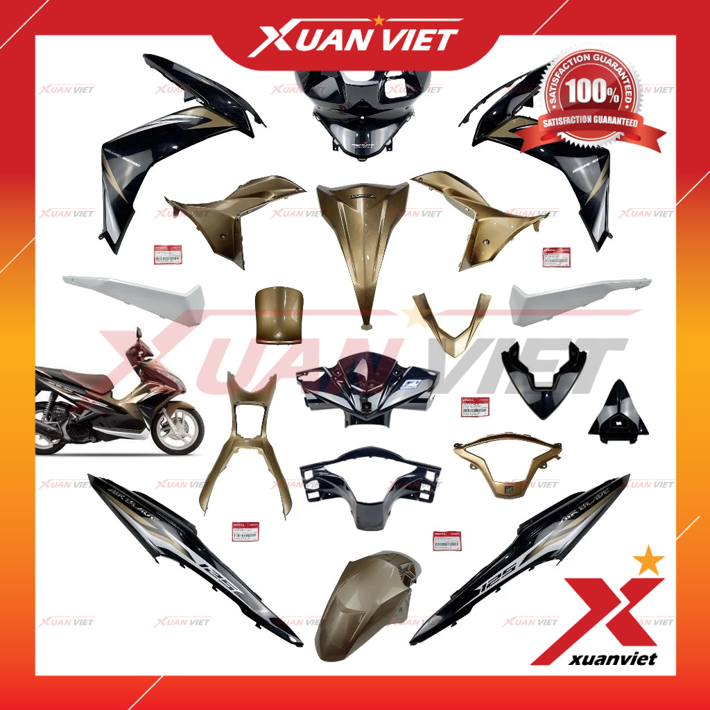 [LẺ MÓN] Dàn áo Air Blade 125 2013 màu Vàng Đồng Đen chính hãng, AB 125 K27 2014 2015