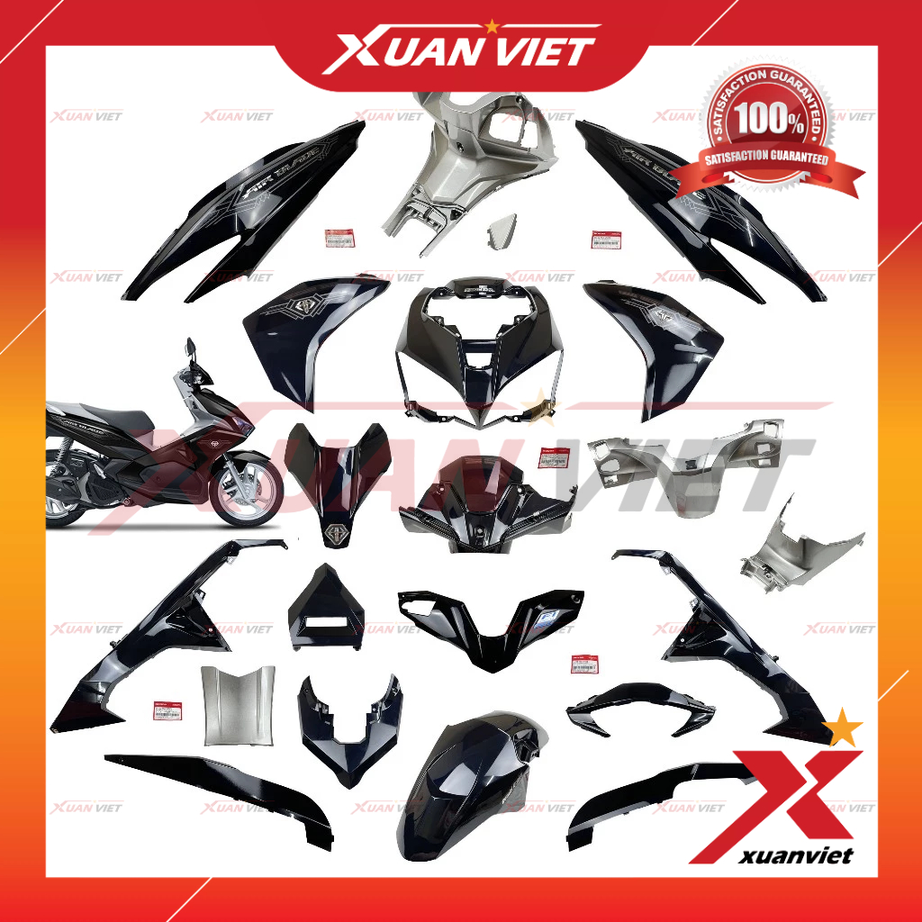 [MÓN LẺ Dàn áo AB 125 2018 màu Đen Bạc tem Cao Cấp, Air Blade 125 2016 2017 2019 chính hãng