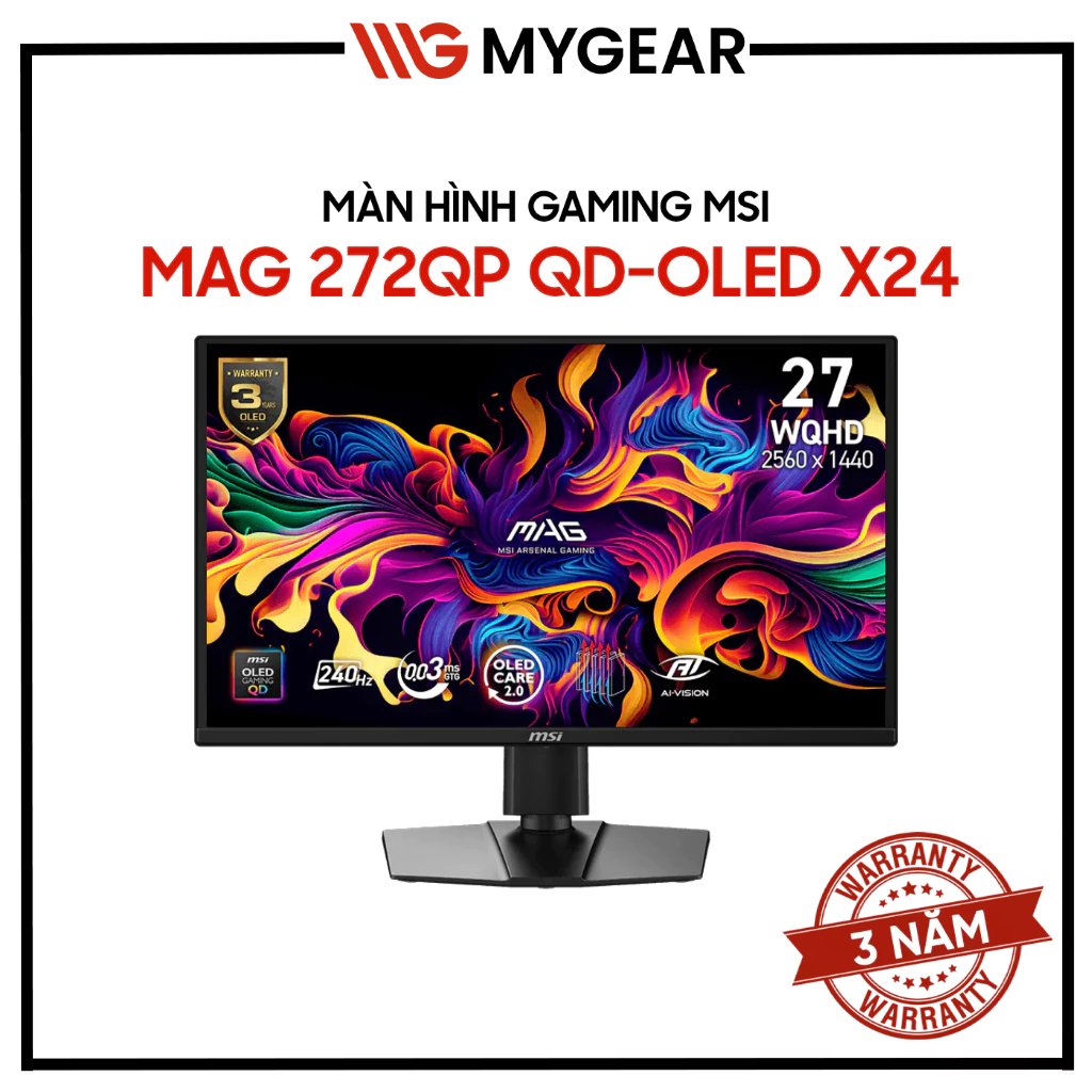 Màn hình Gaming MSI MAG 272QP QD-OLED X24 26.5 Inch 2K QHD 240Hz 0.03ms QD-OLED