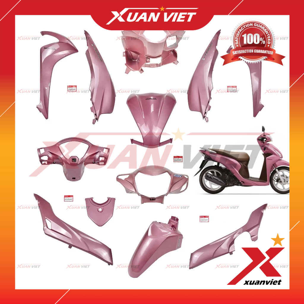 [MÓN LẺ] Dàn áo Vision K44 2017 màu Hồng chính hãng, Bộ nhựa màu Vision 110 2014 2015 2016 2018 2019