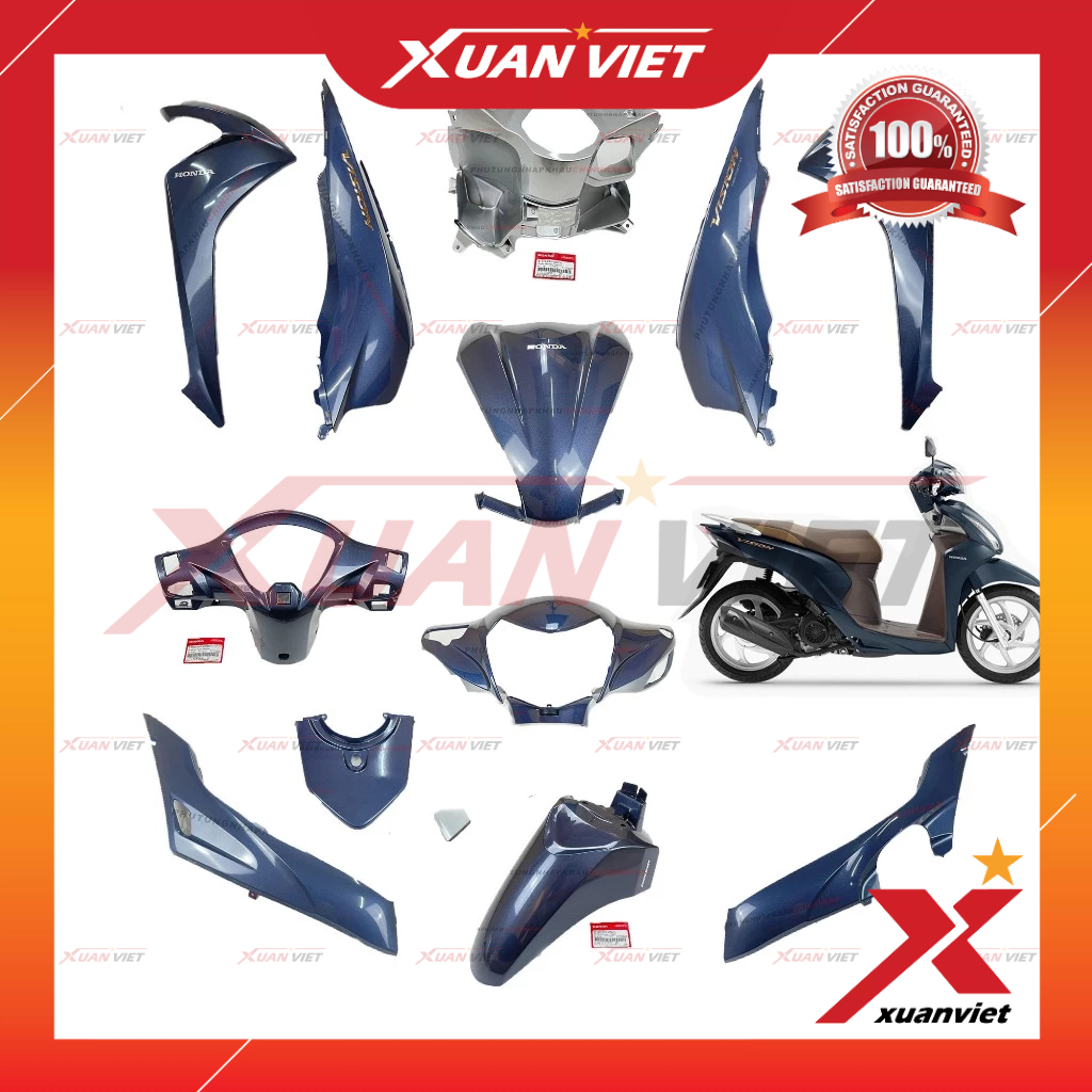 [MÓN LẺ] Dàn áo Vision K44 2018 2019 2020 màu Xanh Đá, Xanh Lam chính hãng, Bộ vỏ nhựa màu vision 11