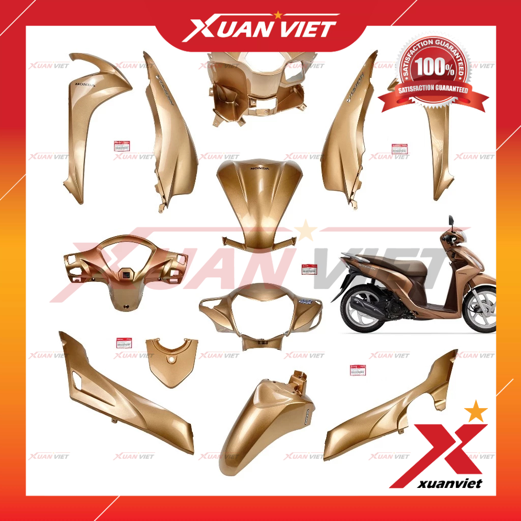 [MÓN LẺ] Dàn áo Vision K44 2017 màu Vàng Đồng chính hãng, Bộ nhựa màu Vision 110 2014 2015 2016 2018