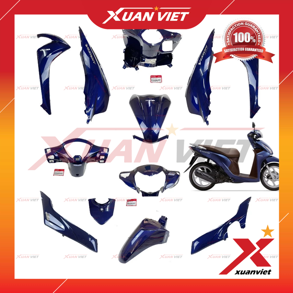 [MÓN LẺ] Dàn áo Vision 110 K44 2015-2020 màu Xanh Mực 2014 2016 2017 2018 2019 chính hãng, dàn mủ mà