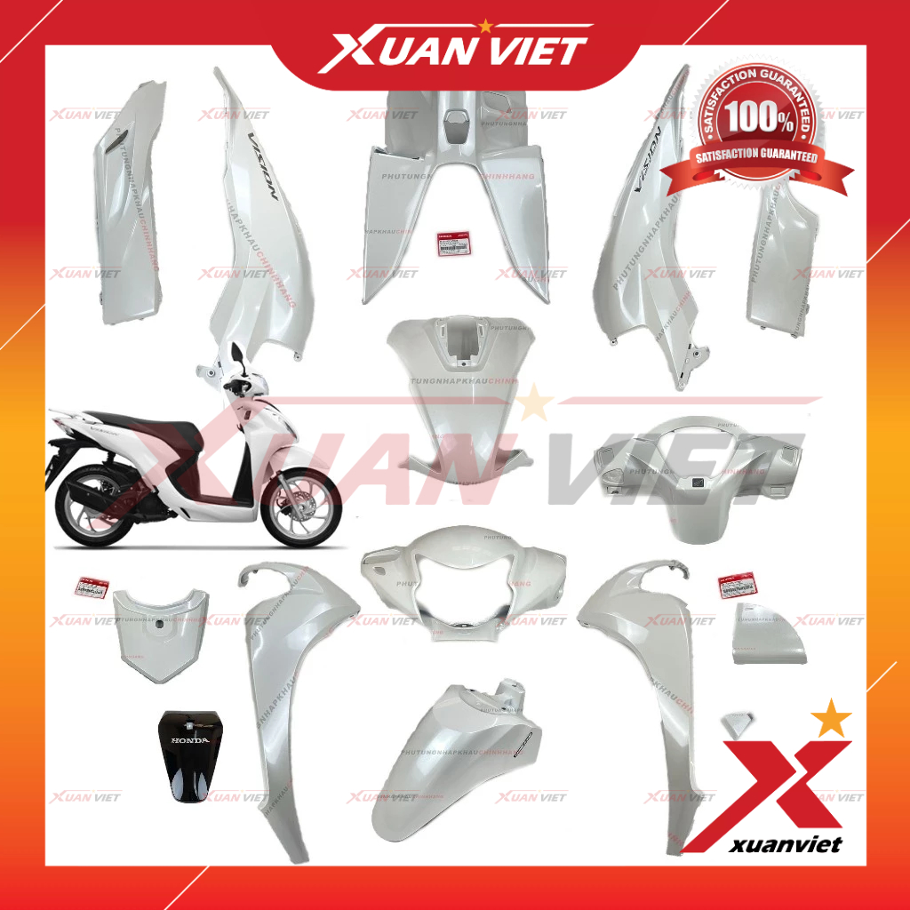 [MÓN LẺ] Dàn áo Vision 110 2021 2022 màu Trắng 2023 2024 chính hãng, Bộ vỏ nhựa màu vision 110 k2c