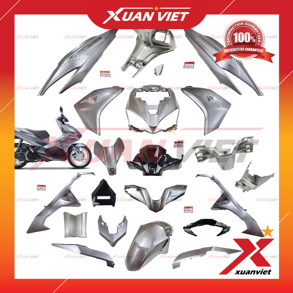 [MÓN LẺ] Dàn áo AB 125 2018 màu Xám Bạc tem Cao Cấp, Air Blade 125 2016 2017 2019 chính hãng