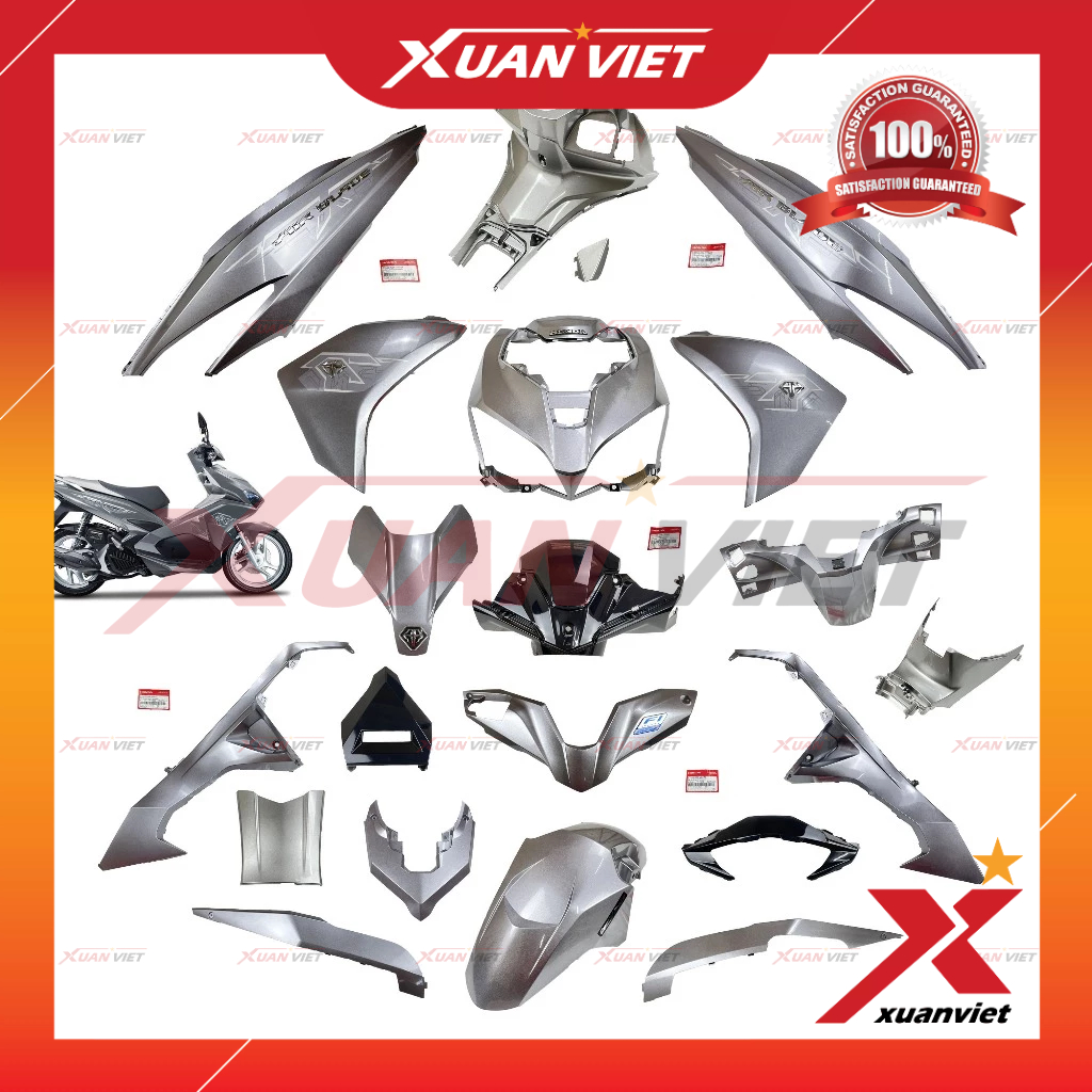 [MÓN LẺ] Dàn áo AB 125 2019 màu Bạc Đen tem Cao Cấp, Air Blade 125 2016 2017 2018 chính hãng