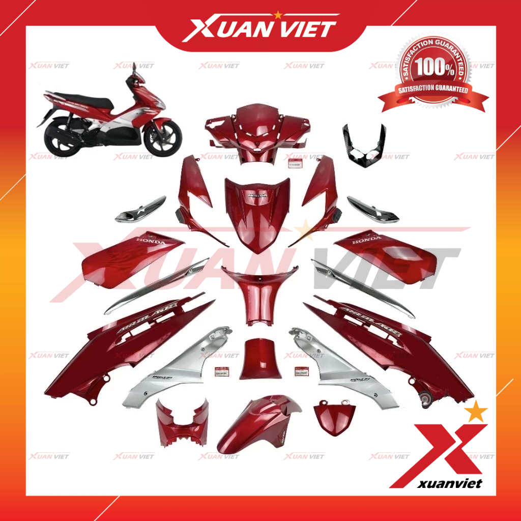 [MÓN LẺ] Dàn áo Air Blade 110 bản Fi đời 2010 màu Đỏ 3D, Dàn nhựa màu AB 110 Fi Phun xăng điện tử