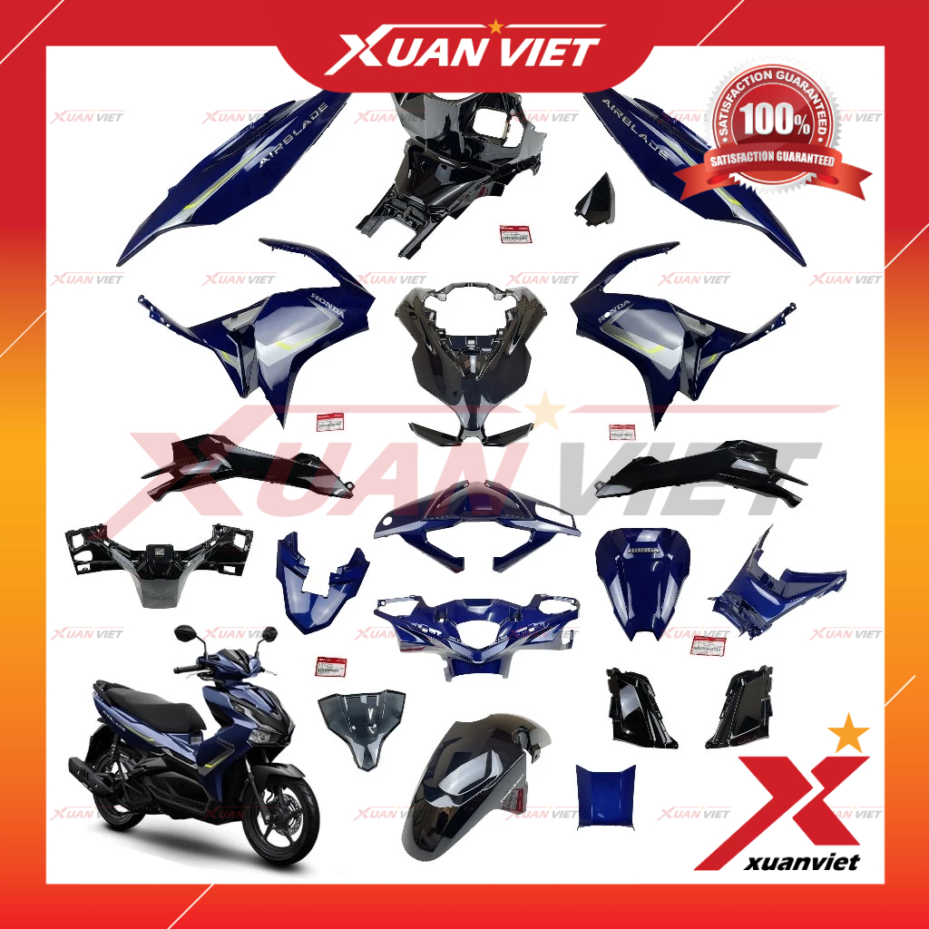 [MÓN LẺ] Dàn áo AB 150 2021 màu Xanh Mực Bạc Đen tem Tiêu Chuẩn, Air Blade 125 150 2020 2021 chính h