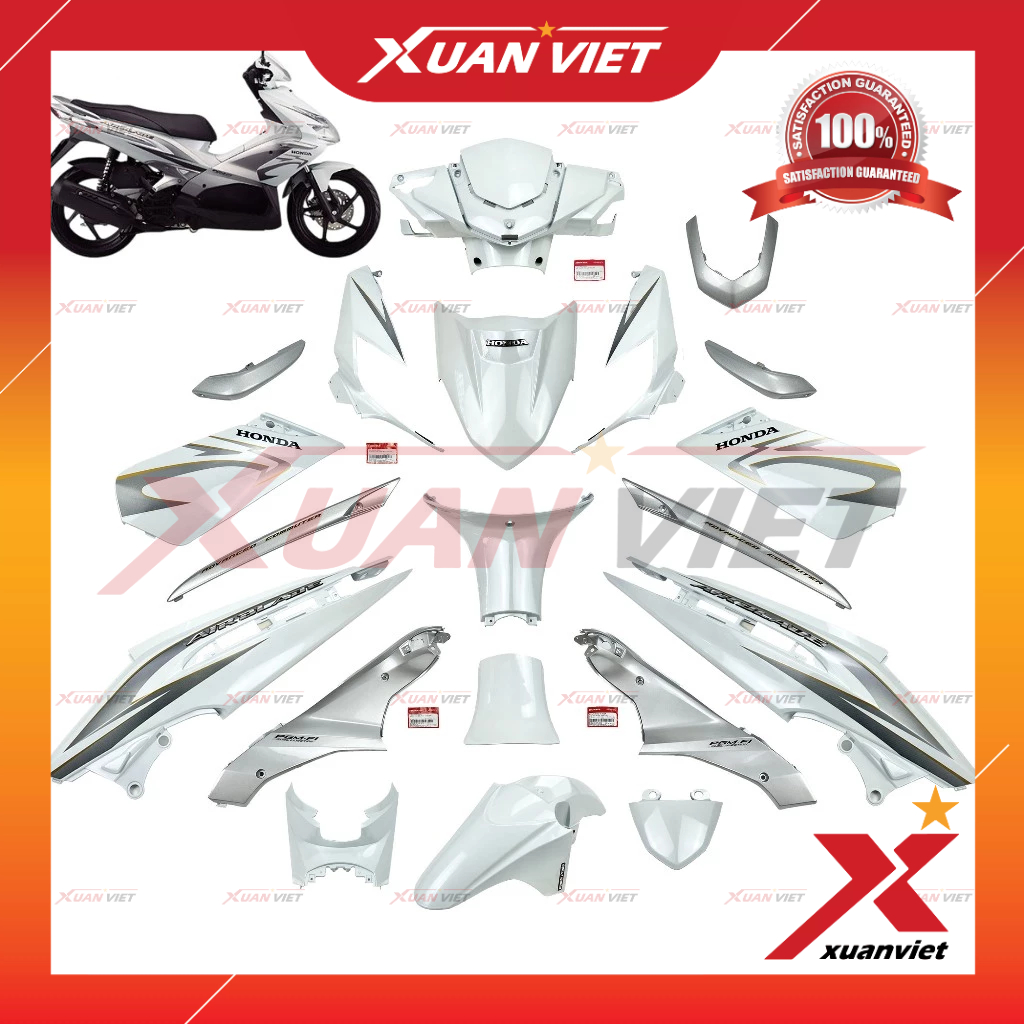 [MÓN LẺ] Dàn áo Air Blade 110 bản Fi đời 2009 màu Trắng Bạc, Dàn nhựa màu AB 110 Fi Phun xăng điện t