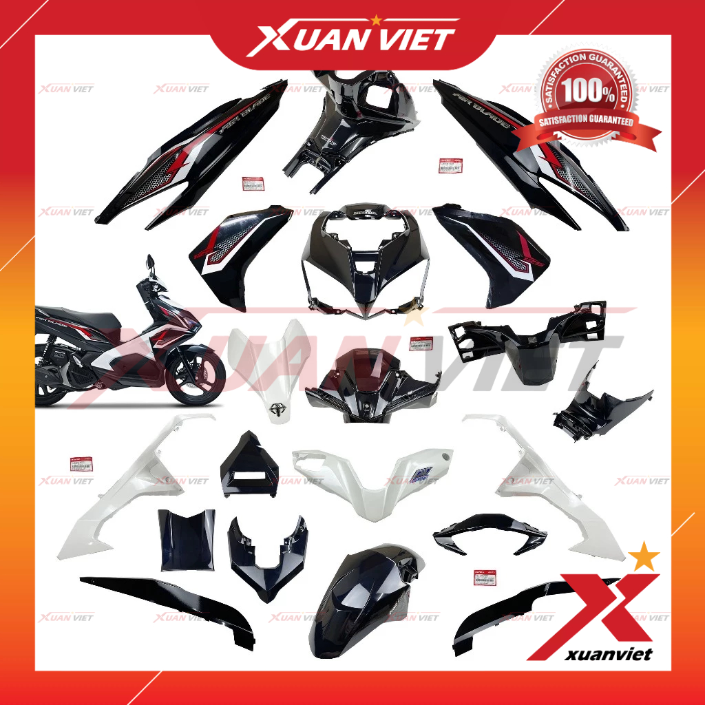 [MÓN LẺ] Dàn áo AB 125 2018 màu Trắng Đen tem Tiêu Chuẩn, Air Blade 125 2016 2017 2019 chính hãng