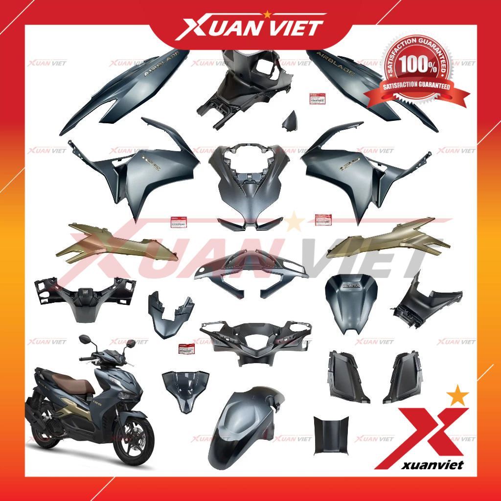 [MÓN LẺ] Dàn áo Air Blade 125 2025 màu Xanh Xám Nhám bản Đặc Biệt, Bộ vỏ nhựa màu AB 125 160 4 val 2