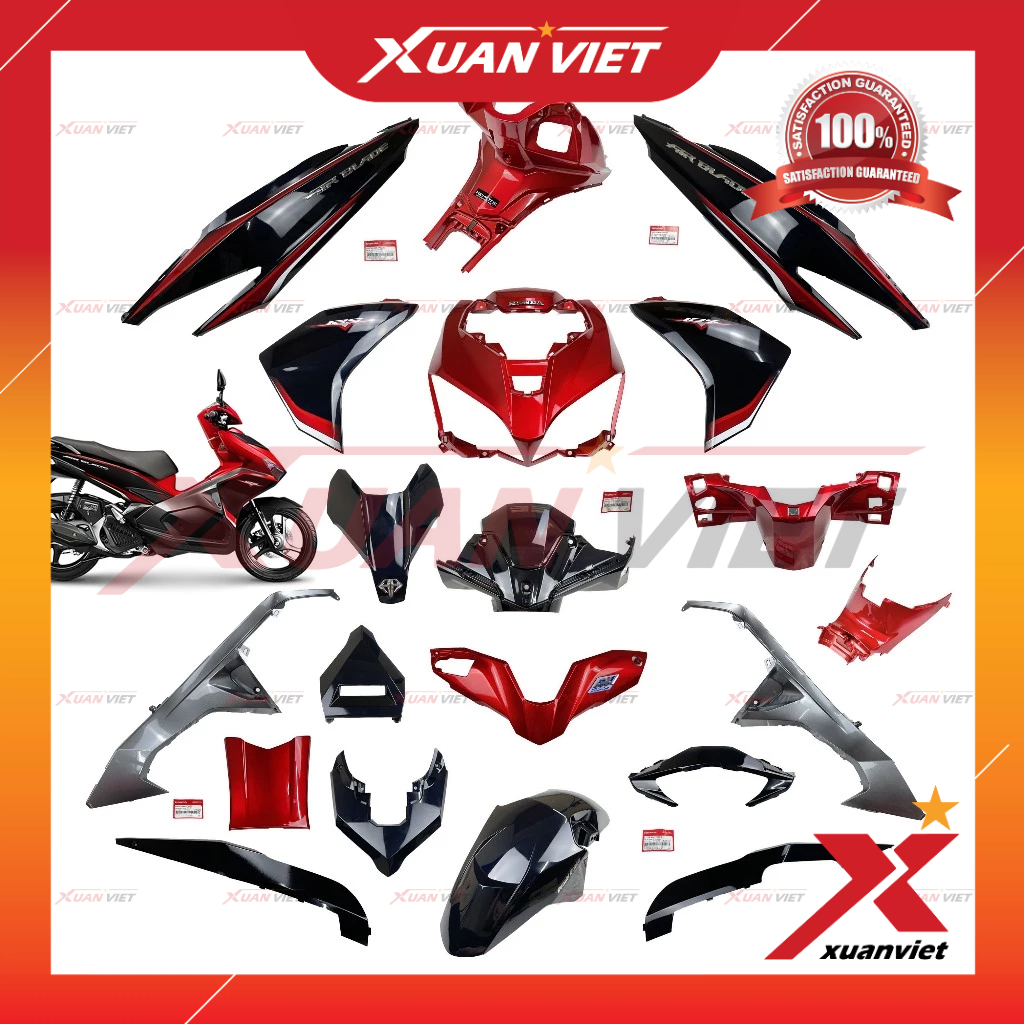 [MÓN LẺ] Dàn áo AB 125 2016 màu Đỏ Đen tem Thể Thao, Air Blade 125 2017 2018 2019 chính hãng