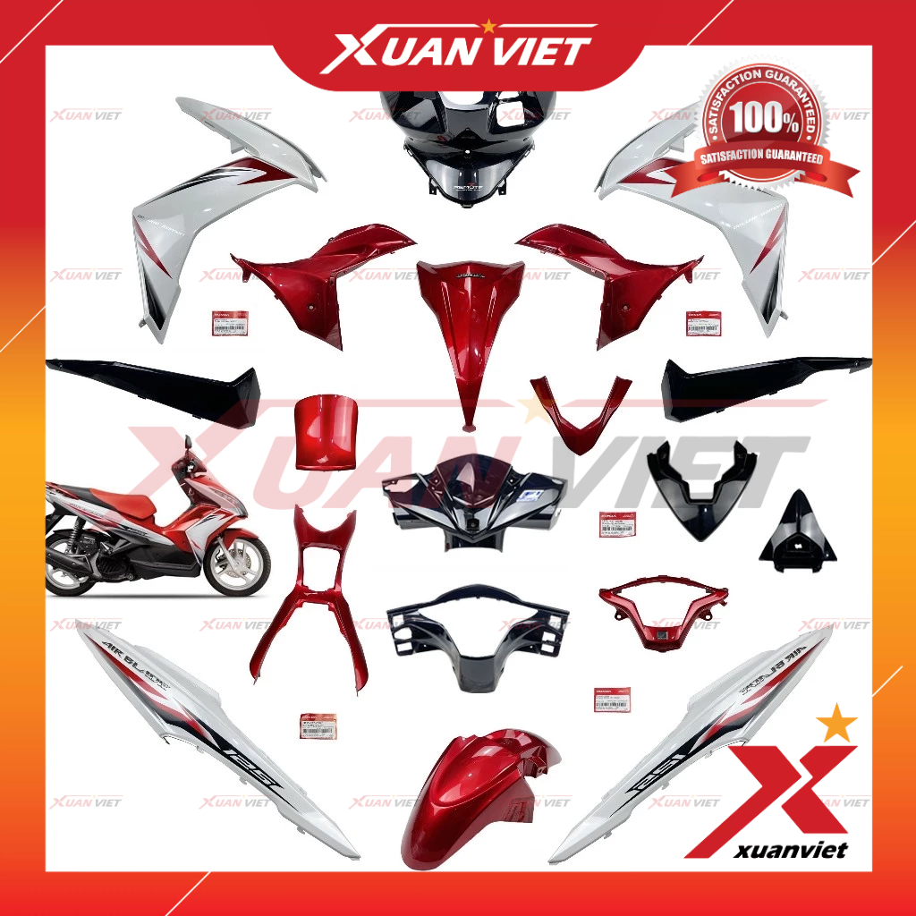 [LẺ MÓN] Dàn áo Air Blade 125 2013 màu Đỏ Trắng chính hãng, AB 125 K27 2014 2015