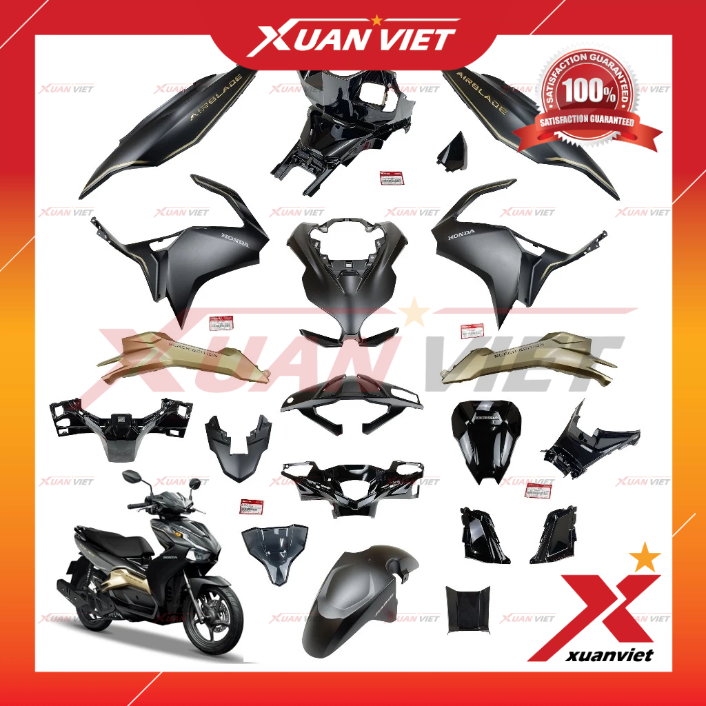 [MÓN LẺ] Dàn áo AB 125 2020 màu Đen Nhám Vàng Đồng tem Đặc Biệt, Air Blade 150 125 2021 2020 chính h