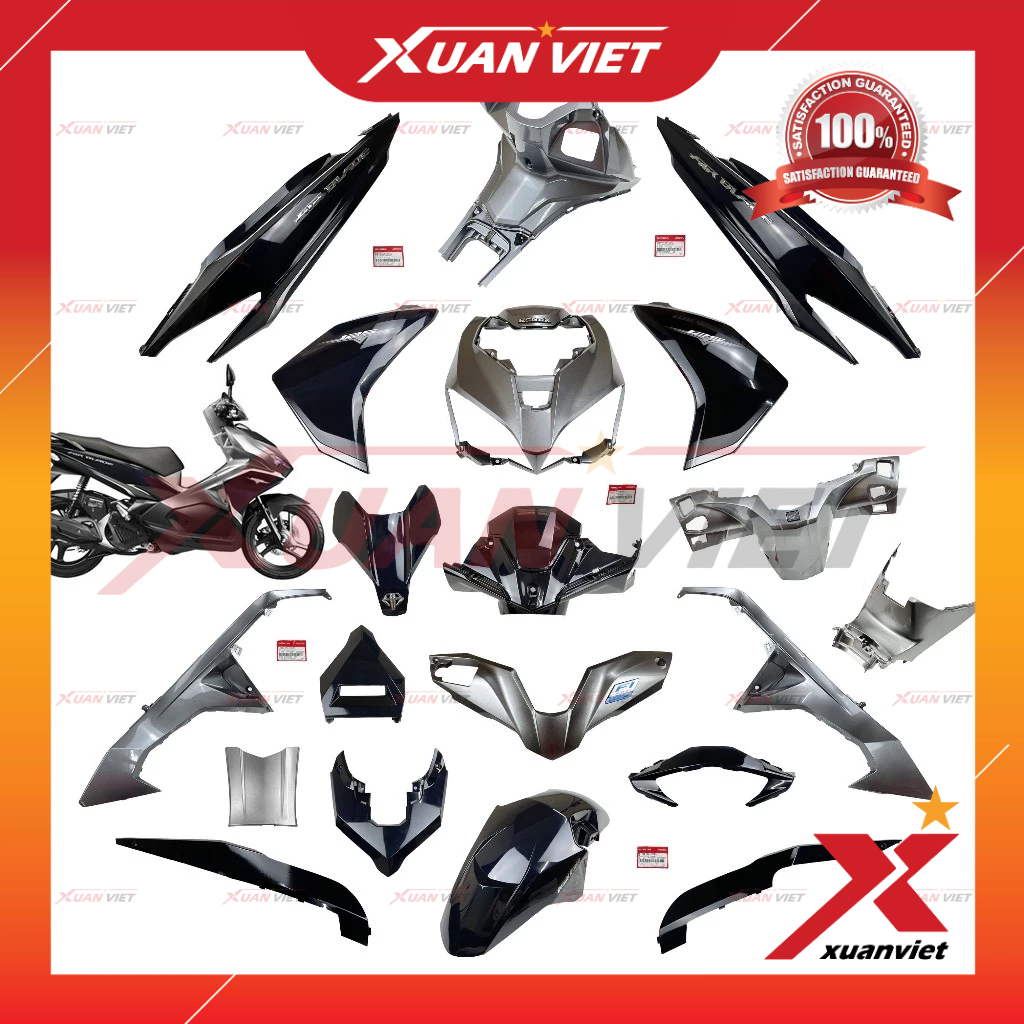 [MÓN LẺ] Dàn áo AB 125 2016 màu Xám Đen tem Thể Thao, Air Blade 125 2017 2018 2019 chính hãng
