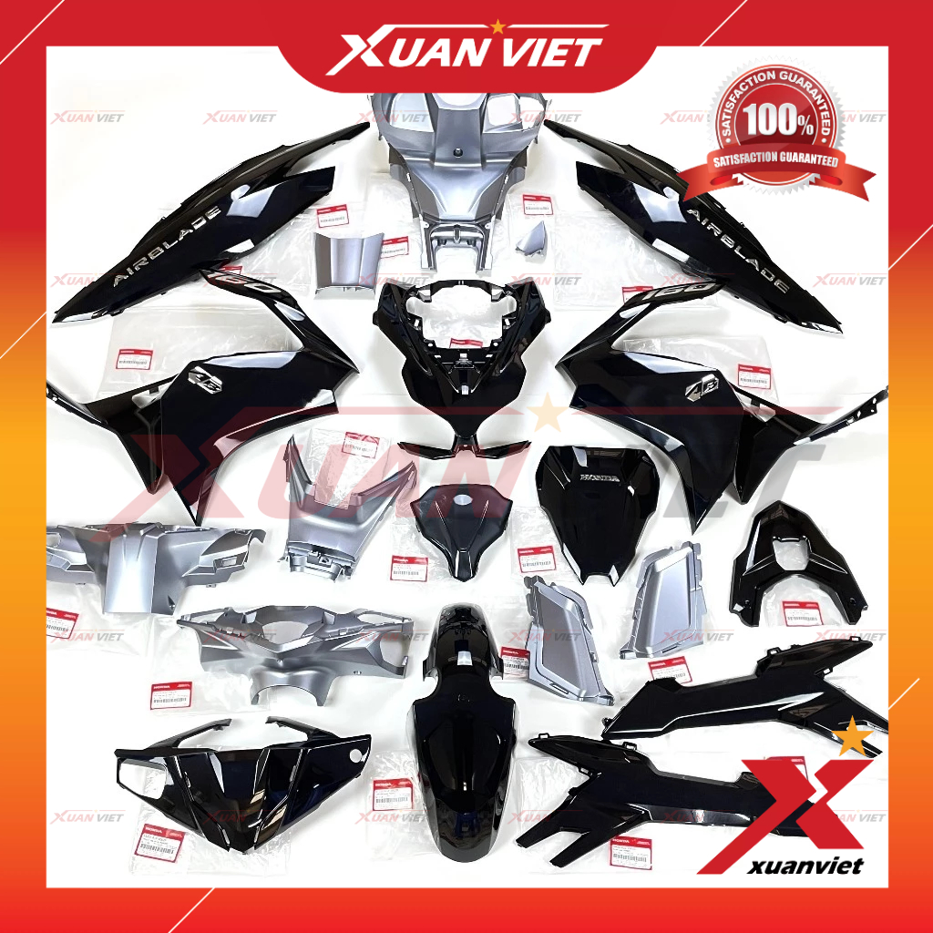 [MÓN LẺ] Dàn áo Air Blade AB 160 màu Đen Xám Bạc đời 2022 2023 2024 chính hãng, Bộ vỏ nhựa màu ab160