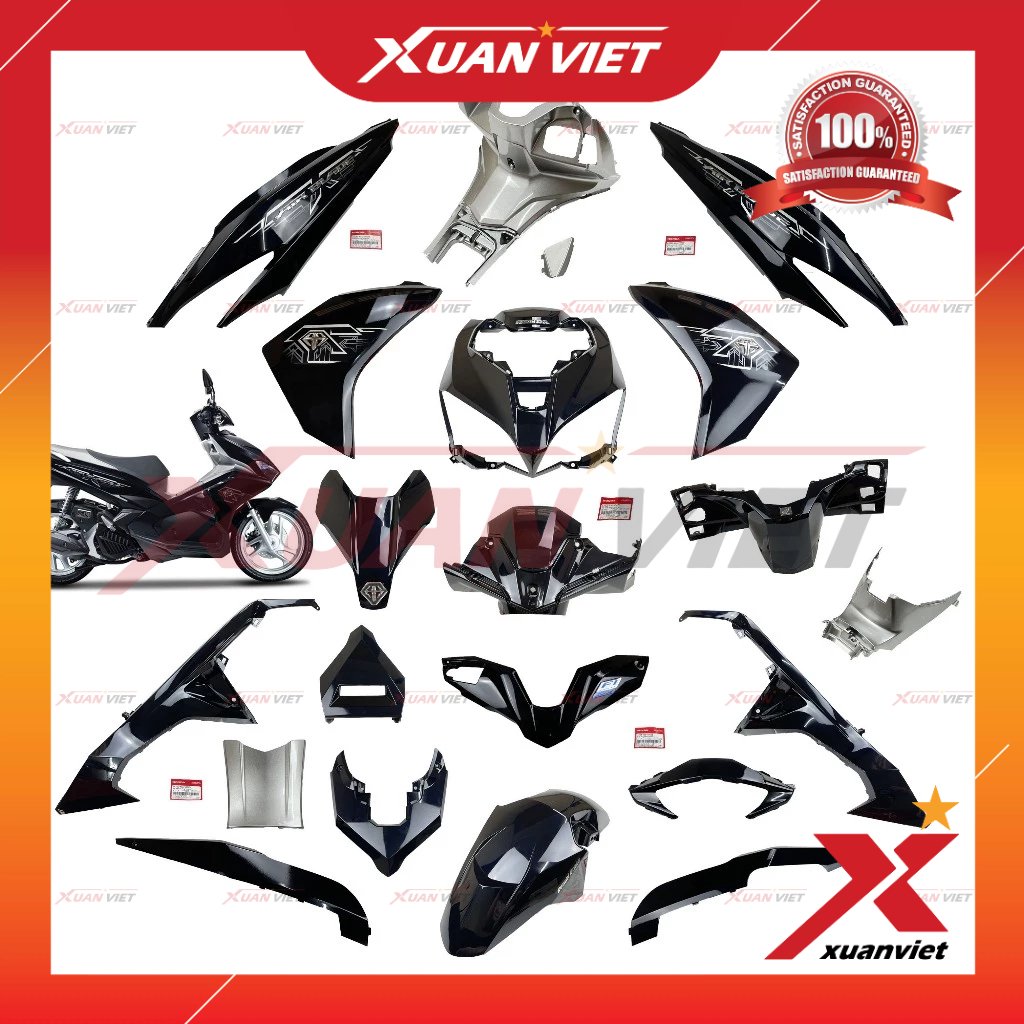 [MÓN LẺ] Dàn áo AB 125 2019 màu Đen Bạc tem Cao Cấp, Air Blade 125 2016 2017 2018 chính hãng