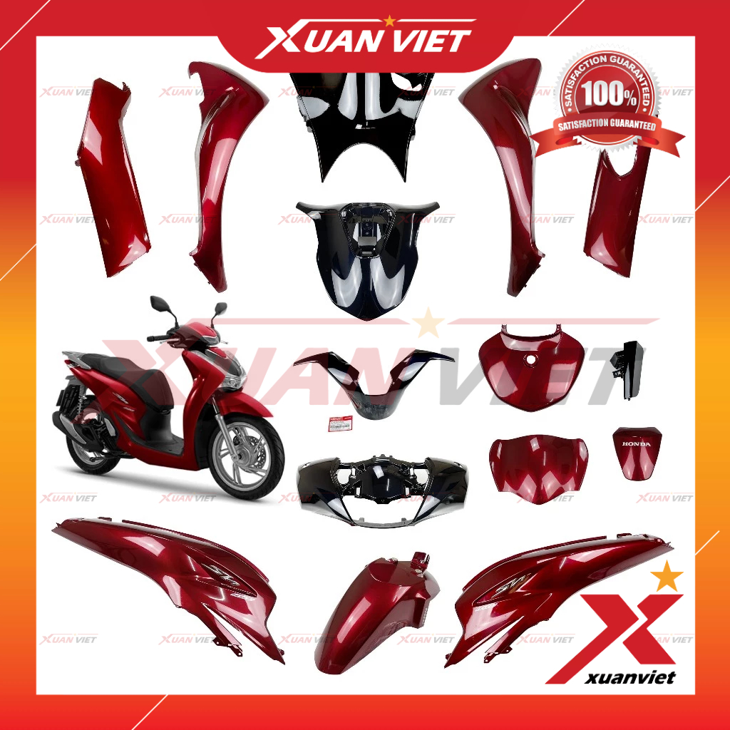 [MÓN LẺ] Dàn áo SH 160i, SH 150i, SH 125i đời 2024 2025 màu Đỏ Đô bản Cao Cấp, Bộ áo Honda SH 4 val 