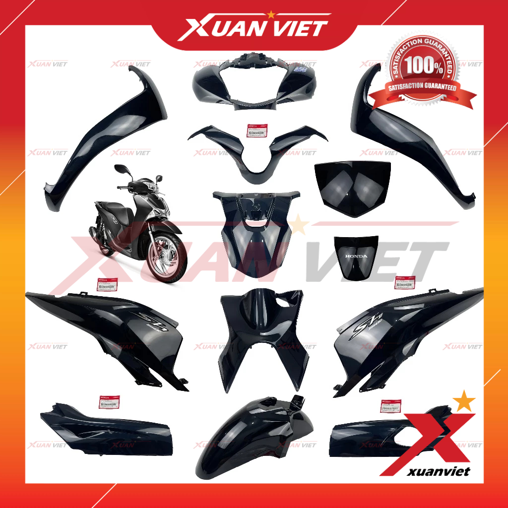 [LẺ MÓN] Dàn áo SH 125i 2017 đen bóng chính hãng, Bộ nhựa màu xe SH 125 2017 2018 2019 2020