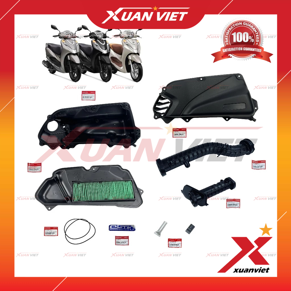 Full hộp lọc gió Lead 125 4 val 2022 2023 2024 2025, Bộ pô e Lead 4 val chính hãng