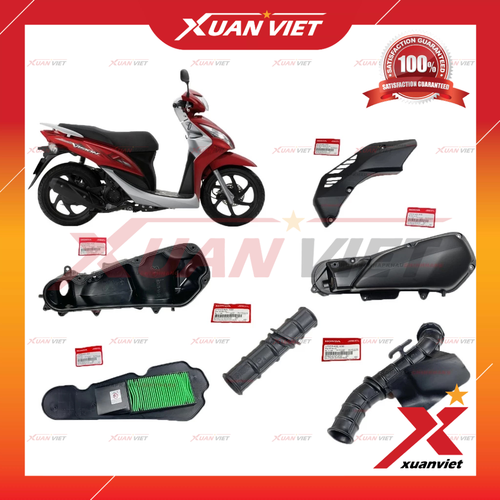 Full hộp lọc gió Vision 110 2011 2012 2013, Bộ lọc gió pô e Vision KZL 2014 chính hãng - LỌC GIÓ
