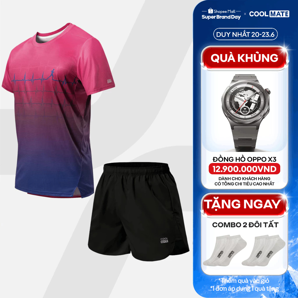 [TẶNG COMBO 2 TẤT]Set đồ chạy bộ Áo Thun Nam thể thao Graphic và Quần short Maxcool thoáng khí Coolmate | BigBuy360 - bigbuy360.vn