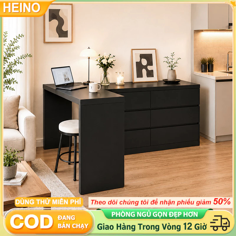 Tủ Trang Trí Đa Năng Phòng Khách Kết Hợp Bàn Làm Việc Nhiều Ngăn Kéo Lưu Trữ Gọn Gàng