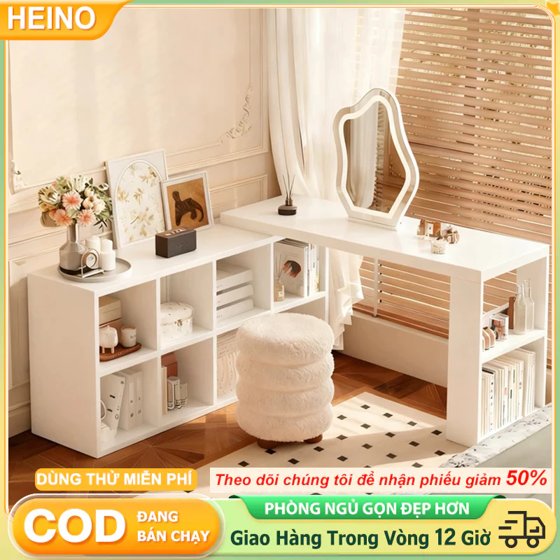 Bàn Làm Việc Đa Năng HEINO Kết Hợp Tủ Lưu Trữ Nhiều Ngăn Kéo Mặt Bàn Rộng