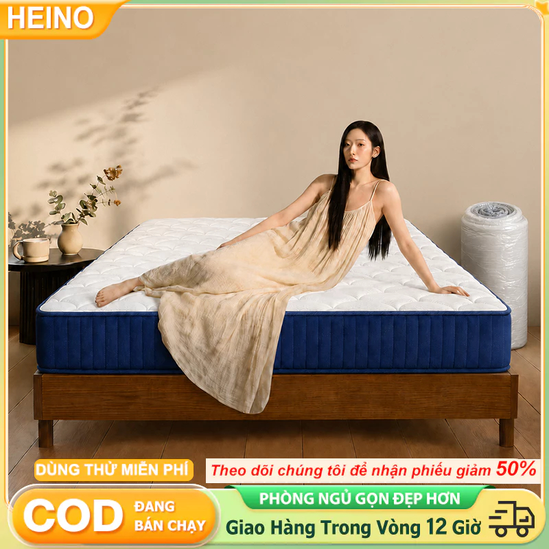 Nệm Lò Xo Túi Độc Lập Xanh Trắng Nệm Cuộn Hút Chân Không Êm Ái Thoáng Khí Hỗ Trợ Lưng | BigBuy360 - bigbuy360.vn