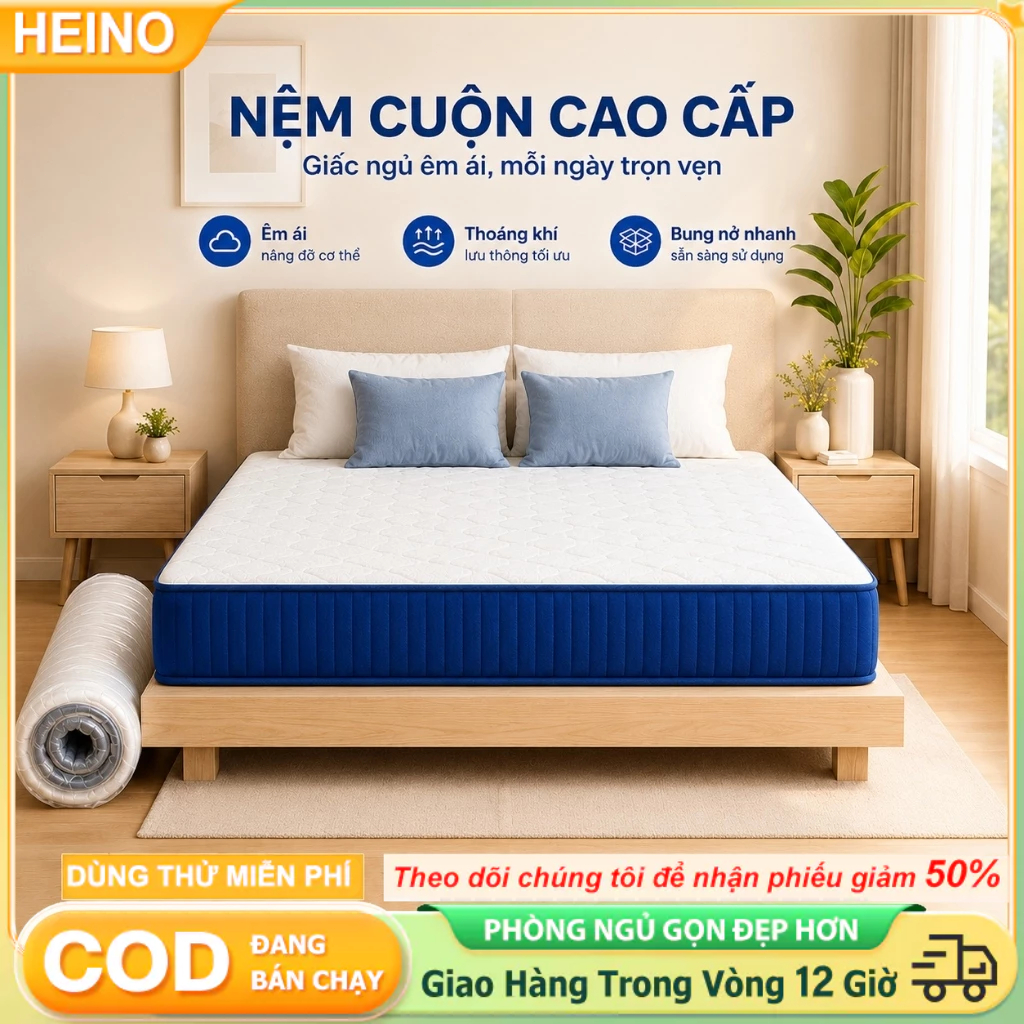 HEINO Nệm Lò Xo Túi Độc Lập 20cm Êm Ái Thoáng Khí Nâng Đỡ Cột Sống Cho Phòng Ngủ Gia Đình COD | BigBuy360 - bigbuy360.vn
