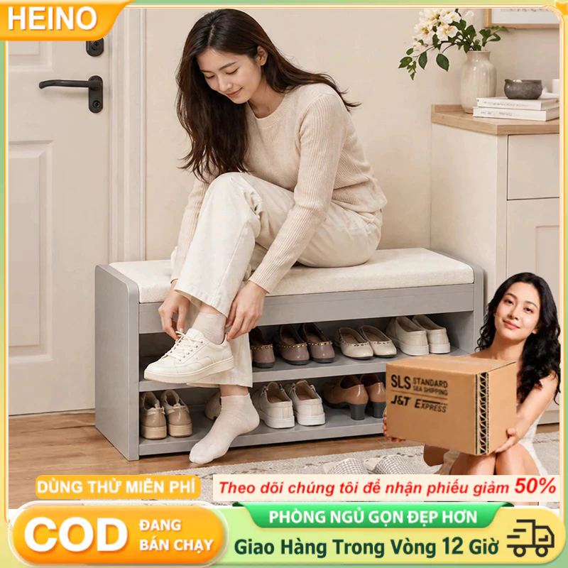 Tủ giày có ghế ngồi  cho phòng khách Thiết kế hiện đại chống ẩm chống mối mọt phù hợp mọi không gian