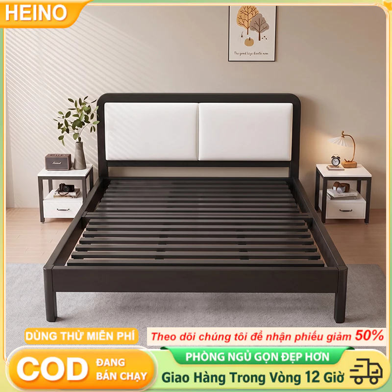HEINO Giường sắt lắp ráp chịu lực tốt Khung thép làm dày gia cố chắc chắn đủ size 1m - 1m8