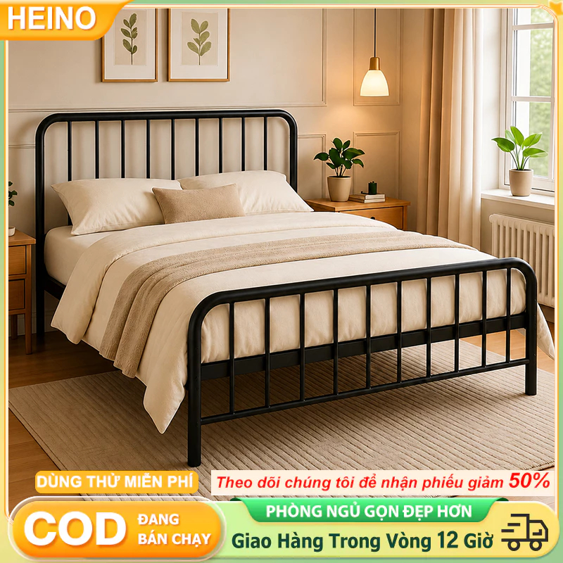 🔥Giường sắt khung thép nặng🔥 khung thép ổn định phù hợp phòng nhỏ ký túc xá Lắc Dễ Lắp RáP | BigBuy360 - bigbuy360.vn
