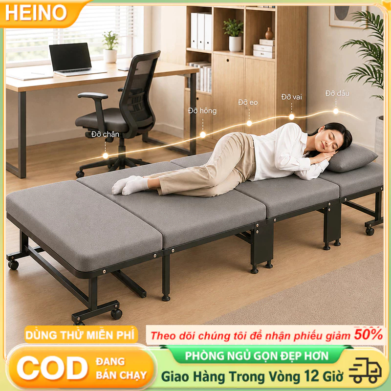Giường Gấp Ngủ Trưa Văn Phòng Có Bánh Xe Di Chuyển Khung Thép Chắc Chắn cho dân văn phòng ngủ trưa | BigBuy360 - bigbuy360.vn