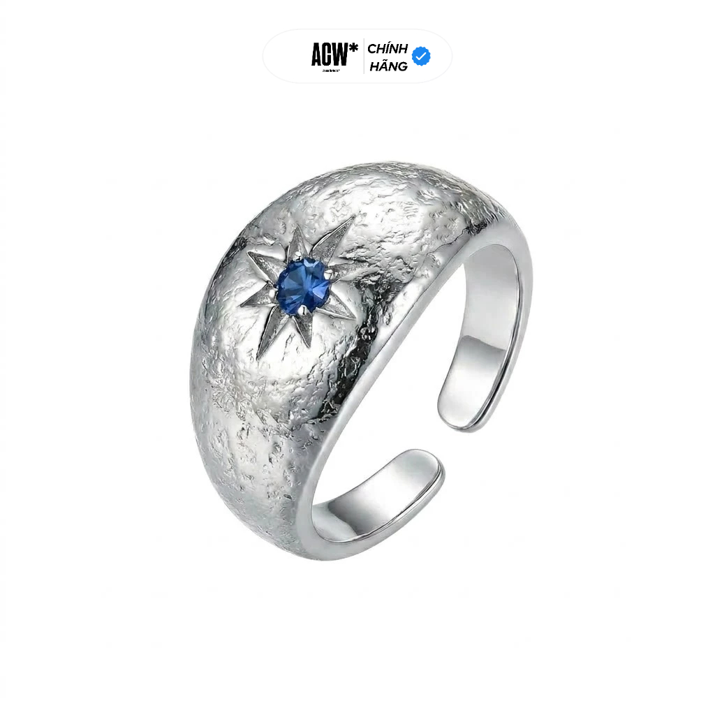 Nhẫn bạc Ý 925 Access Workshop freesize nam nữ không gỉ Access "Blue Rune"
