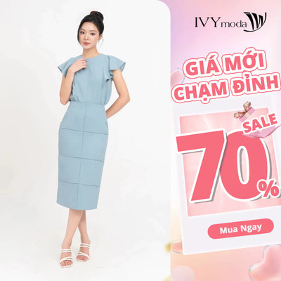 Chân váy bút chì 2 lớp phối ly, Chân váy cạp cao dạo phố nữ IVY moda MS 31M8812